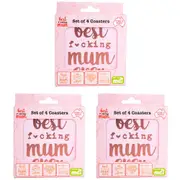 3x 4pc MDI Cork-Backed Drink Coasters Table Mat Set Square Mum Mother's Day