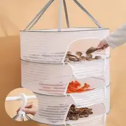 Bakidn Herb Drying Rack 3 Layer Hanging Mesh Net for Plants, Fish, Buds, Fruits, Hydroponics Flowers, Vegetables, or Clothes - Foldable Dryer