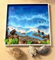 23.6x23.6inc. 3D Resin Ocean Painting,Ocean Resin Art,Coastal Decor,Home Decor