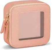 [FDEETY] Small Single Sided Transparent Cosmetic Bag Mini Make Up Bag Women's Travel PU Leather Waterproof Toiletry Bag Storage Bag Travel Bag Organiser with Zip