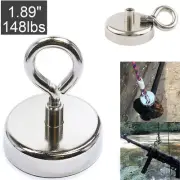 148 LB pull Super Strong Rare Earth Round Neodymium River Fishing Magnet Eyebolt