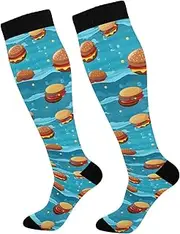 [AIXIWAWA] Socks-Hamburger Sea 1 Pair for Women Men, Knee High Long Socks for Athletic Casual Running, Multicolor