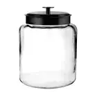 Anchor Hocking 7.5L Stackable Glass Jar Food Container Organiser w/ Black Lid