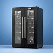 Devanti Wine Cooler Mini Fridge Organiser Compressor Fridges Tools & Gadgets Rack 24 Bottles Storage Dual Zone Cellar Coolers Bucket Beverage Chiller Bar Drink Dispenser Ice Chest Soda Refrigerator