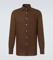 [Kiton] Kiton Linen shirt UK 16 brown