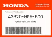 Honda Genuine Drum Assy., Rr. Brake - 43620-Hp5-600
