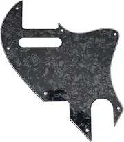 [Musiclily] Pro 7 Holes Guitar Pickguard for Fender F-Hole Hybrid Tele Style Electric Guitar, 4ply Black Pearl