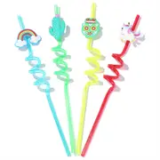 2PCS Kitchen Drink Straw Cactus Cloud Owl Cartoon Styling Straw Birthday Party Restaurant Art Deco Sipper