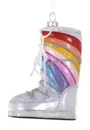 RAINBOW MOON BOOT Retro Snow Boot Glass Christmas Ornament, by Cody Foster