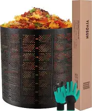 VIVOSUN 1900L Garden Compost Bin Expandable Composter Backyard Lawn with Glove