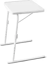 Adjustable White Folding TV Tray Table for Couch & Bed Portable Laptop Desk with 6 Height & 3 Angle Adjustments Ideal for Small Spaces in Home Office