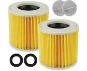 Cartridge Filter For Kärcher Wd3/Wd2, 2 X Accessory Cartridge Filters For Wd 2200, Wd 2250, Wd 3300 M, Wd 3500 P, A 2003, A