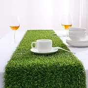 Farochy Artificial Grass Table Runners - Synthetic Grass Table Runner for Wedding Party, Birthday, Banquet, Baby Shower, Home Decorations (14 x 90 inches)