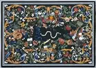 Nature Pattern Inlay Work Reception Table Black Marble Dining Table Top for Home