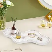 Cloud Tray, Irregular Decorative Wooden Tray, White Pedestal Stand for Jewelry, Perfume, Earrings, Necklaces, Bracelet, Watch and Keys