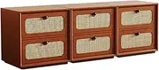 [GUAWJRZDP] Storage Cabinet, Retro Drawer Chest, Wood Chest of Drawers, Drawers Storage with Rattan Decoration, Multifunctional Chest of Drawers, for Bedroom, Living Room, Rustic Brown(3cabinet)