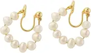 [WRITWAA] Pearl Clip-on Earring Cuffs for Women Big Pearl Earrings for Girls Fashion Jewelry Ear Cuffs Unique Design
