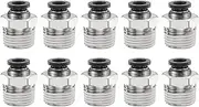 uxcell 10pcs Push to Connect Fittings 1/4" Tube OD x 3/8" NPT Thread Male Straight Union Fittings Copper Quick Connect Pneumatic Fittings for Semi Truck Trailers Air Brake System, Black