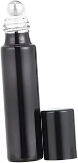 KAILIKETIY 6Pcs Black Glass Roller Bottles Essential Oil Dispensers for Home Travel Refillable Containers with Stainless Steel Ball for Perfumes Eye Creams