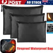1/3Pcs Fireproof Money Bag Waterproof Safe Cash Box Document Envelope File Pouch