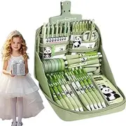 Panda Themed School Supplies - Cute Stationery Learning Kit for Girls,Notebook Ruler Stickers Pencil Case Keychain Tab Kit for Kids Student Boys