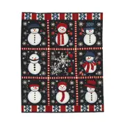 Snowman Winter Quilt Design - Velveteen Plush Blanket