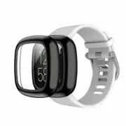 Soft TPU Protective Cover Full Screen Protector Case For Fitbit Versa 3 / Sense