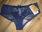 NWT Chantelle Lace Floral Accent Hipster Brief Panties Sapphire Blue Size XS