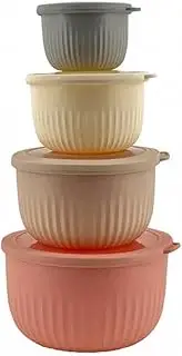 Felic 4PCS Mixing Bowl Set with Lids, Round Nested Food Storage Set in Various Sizes, Versatile Plastic Mixing Bowls for Kitchen Cooking,Mixing,Baking,Prepping,Stirring,Serving (Round Shape)