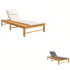 Sun Lounger Sunbed Daybed with Cushion and Pillow Solid Wood Acacia vidaXL