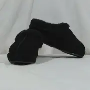 MUKLUK Women's Mule Slippers Black Faux Fur Suede - Size 6 - NIB