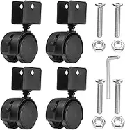 uxcell 1.5" Swivel Caster with 0.71" U Bracket, 4 Pack 360° Rotation Nylon Swivel No Noise Wheel with Brake Locking Caster for Furniture Legs Black