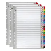3x Marbig 1-20 Tab Coloured A4 Ring Binder Plastic Divider File/Page Organiser