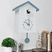 Fulasun Minimalist Cuckoo Clock with Chimer, Green, White, Gray, 25×20×15×9 cm/9.8× 7.9 ×5.9 ×3.5in, Battery Powered, Wall Mount, Bird Theme, Quartz Movement