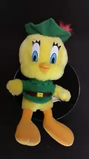 Loony Toones Tweety Bird Plush in Robin Hood Costume Green 1997 12" near Mint