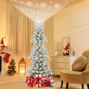 Costway150 cm Artificial Xmas Tree with Snowflake Topper and Projection Light-S