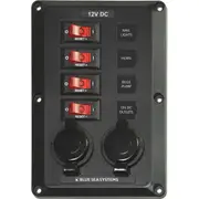 Blue Sea Systems BelowDeck Circuit Breaker 4 Switch and Sockets Panel