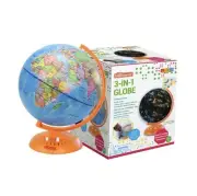 3-in-1 Light Up Globe for Kids - 8” Illuminated Star Map World Globes With
