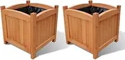 vidaXL Square Wooden Planters, 30 cm, Set of 2 - Durable, Weather-Resistant Outdoor Raised Beds, Brown