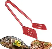 Yianyal Silicone Fish Tongs,Silicone Fish Turner and Egg Flipper Tong with Non Slip Silicone Tips - Silicone Tips Tongs, Egg Flipper Tong, Non Slip Multifunctional Kitchen Tongs for Frying, Steak,