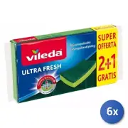 6x Sponge + Fibers Ultra Fresh 2+1 Pieces Vileda