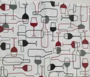 Peva Vinyl Tablecloth 52"x52" Square (4 people) WINE BOTTLES & GLASSES, BH