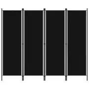 4-Panel Room Divider Folding Wall Privacy Screen Stand Black 200x180cm
