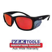 MAXISAFE Rayzr Safety Glasses Black Frame Red Mirror Polarised Lens-BOLLE AVAIL