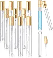 Zhehao 10 Pcs Mini Spray Bottles 10 ml Clear Glass Perfume Bottles Refillable Fine Mist Perfume Atomizer Portable Empty Sample Containers for Cleaning, Essential Oils, Travel