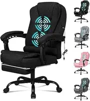 ALFORDSON Massage Office Chair with Adjustable Height, Ergonomic Gaming Executive Computer Racer Chair with 150°Recline & Swivel seat, Home Desk Fabric Chair with Lumber Back Support Footrest, Black