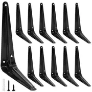 12pcs 4 Inch Shelf Brackets, Heavy Duty L Bracket, Shelf Corner 3x4 Inch-Black