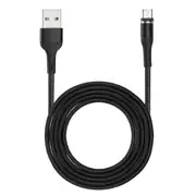 US-SJ338 U29 Micro USB LED Magnetic Braided Fast Charging Cable 2M For Tablet Smartphone BLACK COLOR