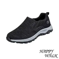 在飛比找momo購物網優惠-【HAPPY WALK】網面健步鞋/舒適透氣網面飛織緩震軟底