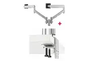 Atdec AWMS-2-D13 Dual 690mm Dynamic Monitor Arms + 135mm Post / 8kg (17.6lb) Flat and Curved Screens + Heavy-Duty F Clamp Desk Fixing, Silver